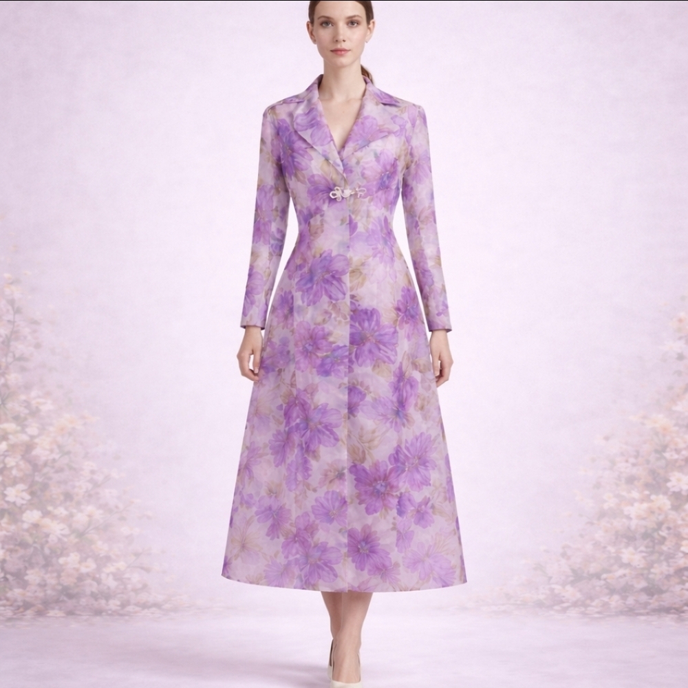 Vintage | 70's Dress &  Cocktail Coat Floral Set